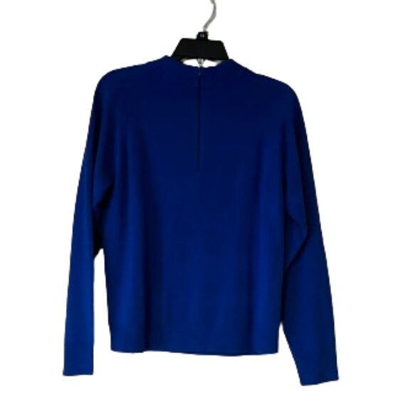 Designers Originals Royal Blue Zip Closure Long Sleeve Mock Neck Sweater - M - Picture 2 of 5